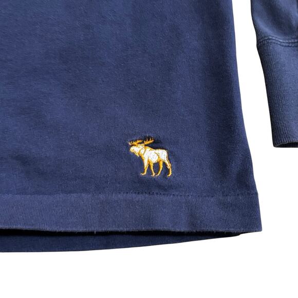 Abercrombie & Fitch Blue Crew Shirt Men's XL Muscle Fit Y2K Yellow 3D Embroidery - Picture 5 of 6